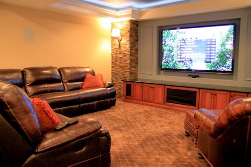 movie theater room in finished basement